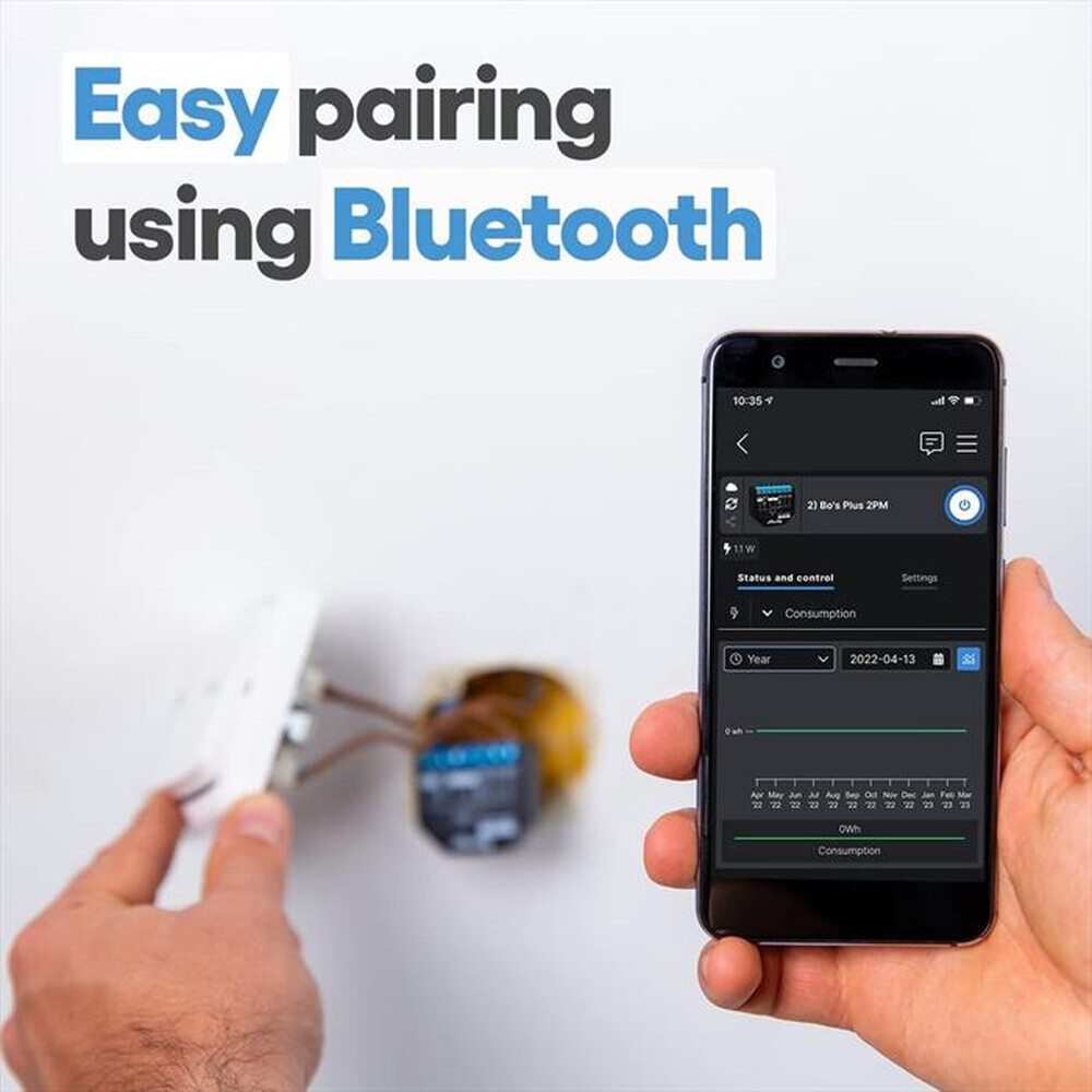 Immagine del prodotto SHELLY - Interruttore Relè Wi-Fi a 2 canali PLUS 2PM-BLACK