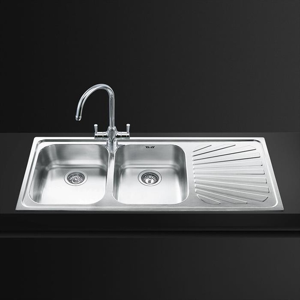 "SMEG - Lavello lineare SP116D 2 vasche-Inox"