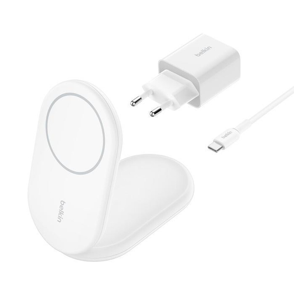 "BELKIN - SUPPORTO DI RICARICA WIRELESS 2IN1 15W QI2-Bianco"
