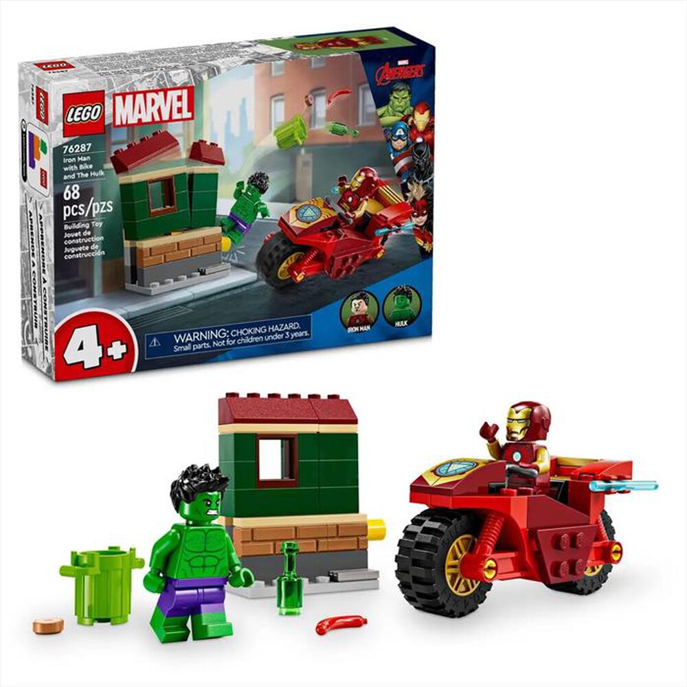 "LEGO - Iron Man con moto e The Hulk - 76287-Multicolore"
