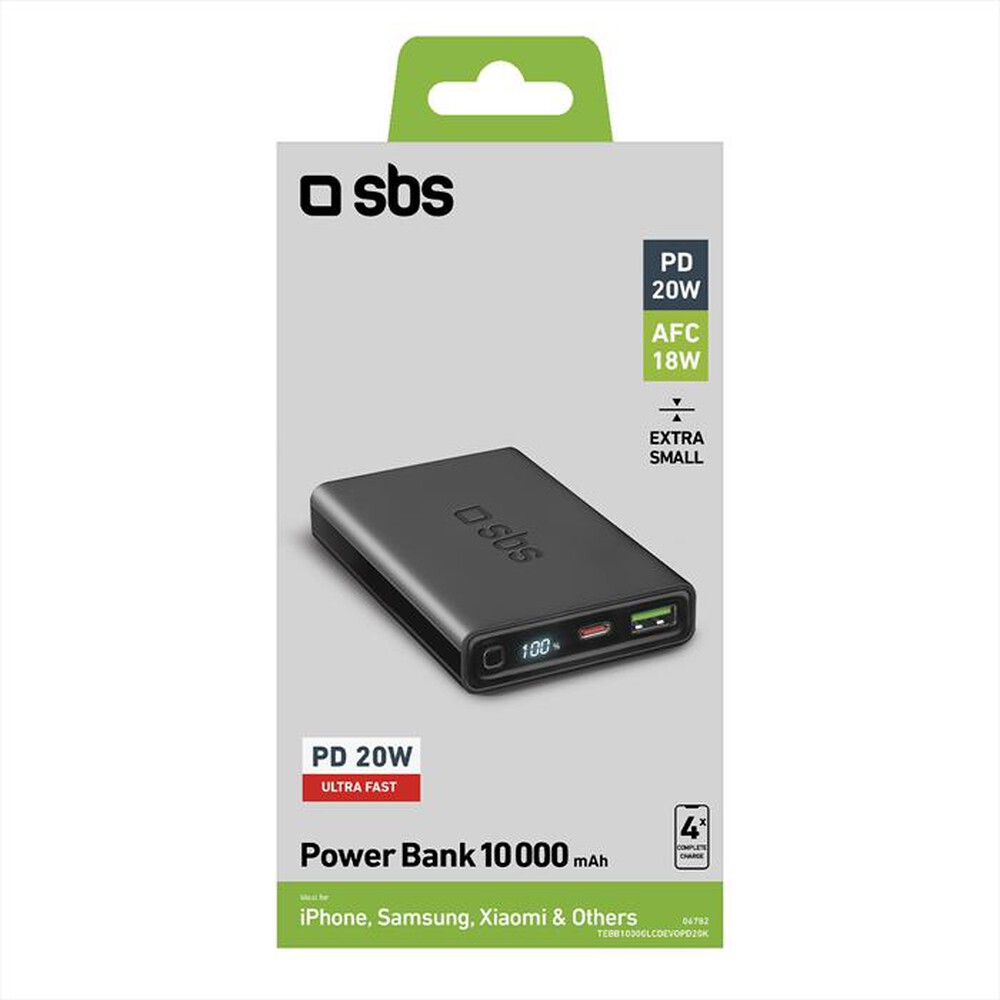 "SBS - Powerbank TEBB10000LCDEVOPD20K-Nero"