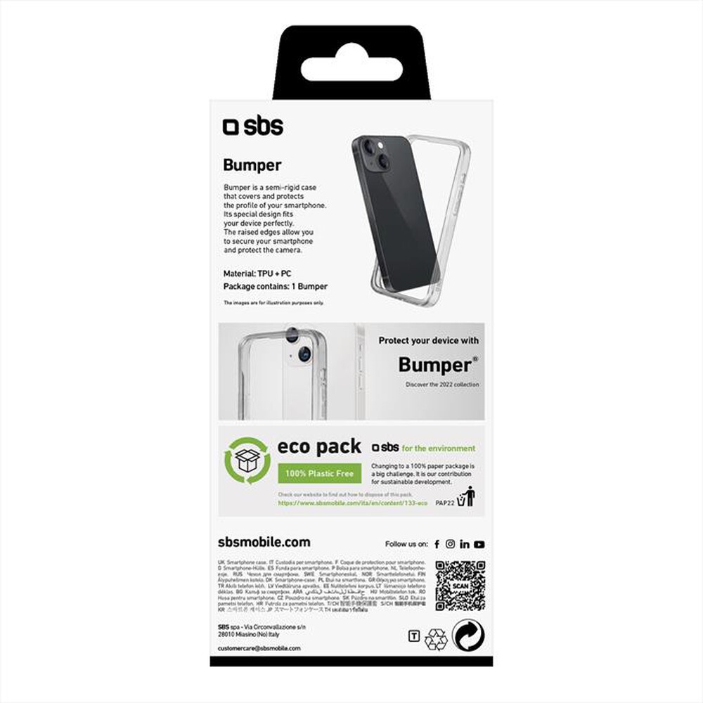 "SBS - Cover Bumper TEBUMPIP1467T per iPhone 14  Plus-Trasparente"
