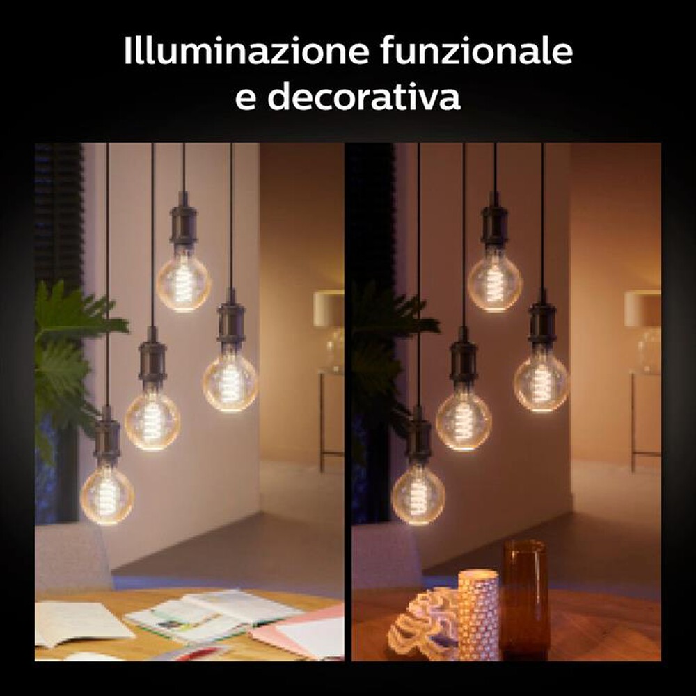 "PHILIPS - HUE WHITE, LAMPADINA GLOBO SMART E27 FILAMENT, 9W-Bianco"