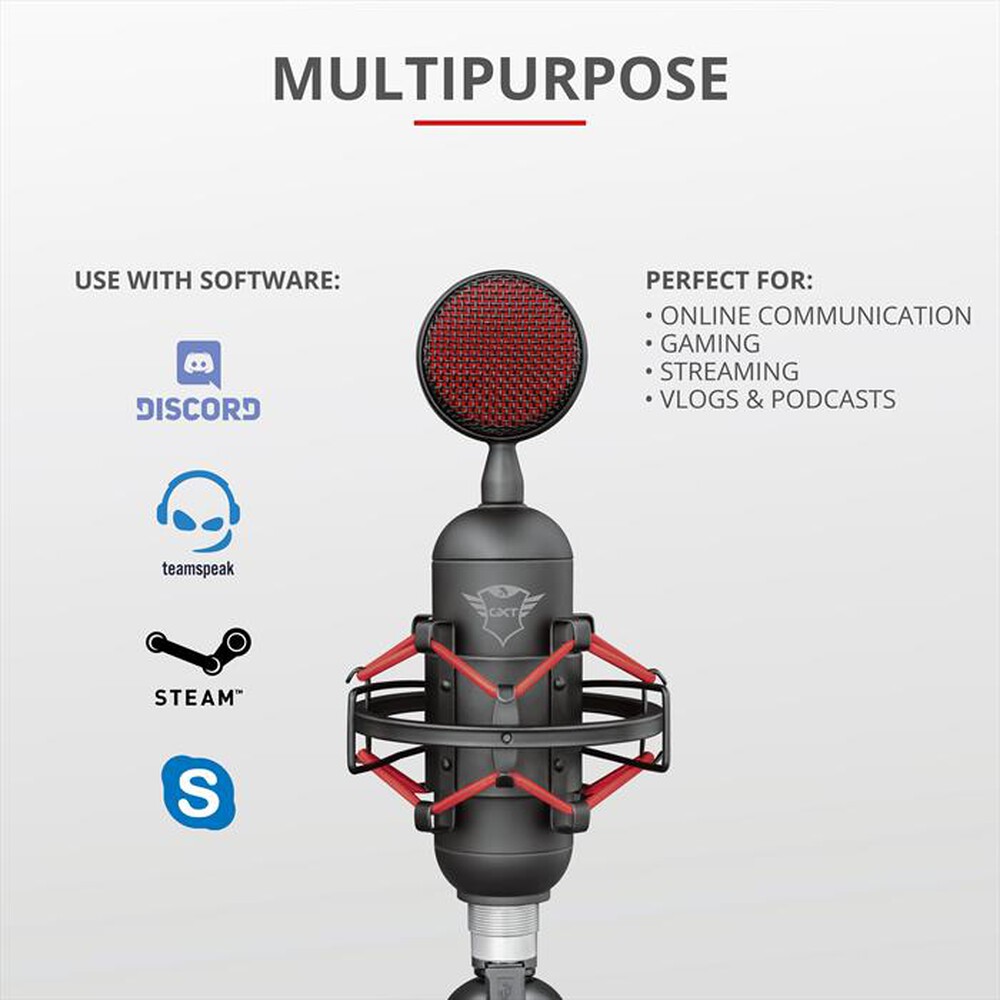 "TRUST - GXT244 BUZZ STREAMING MICROPHONE-Black/Red"