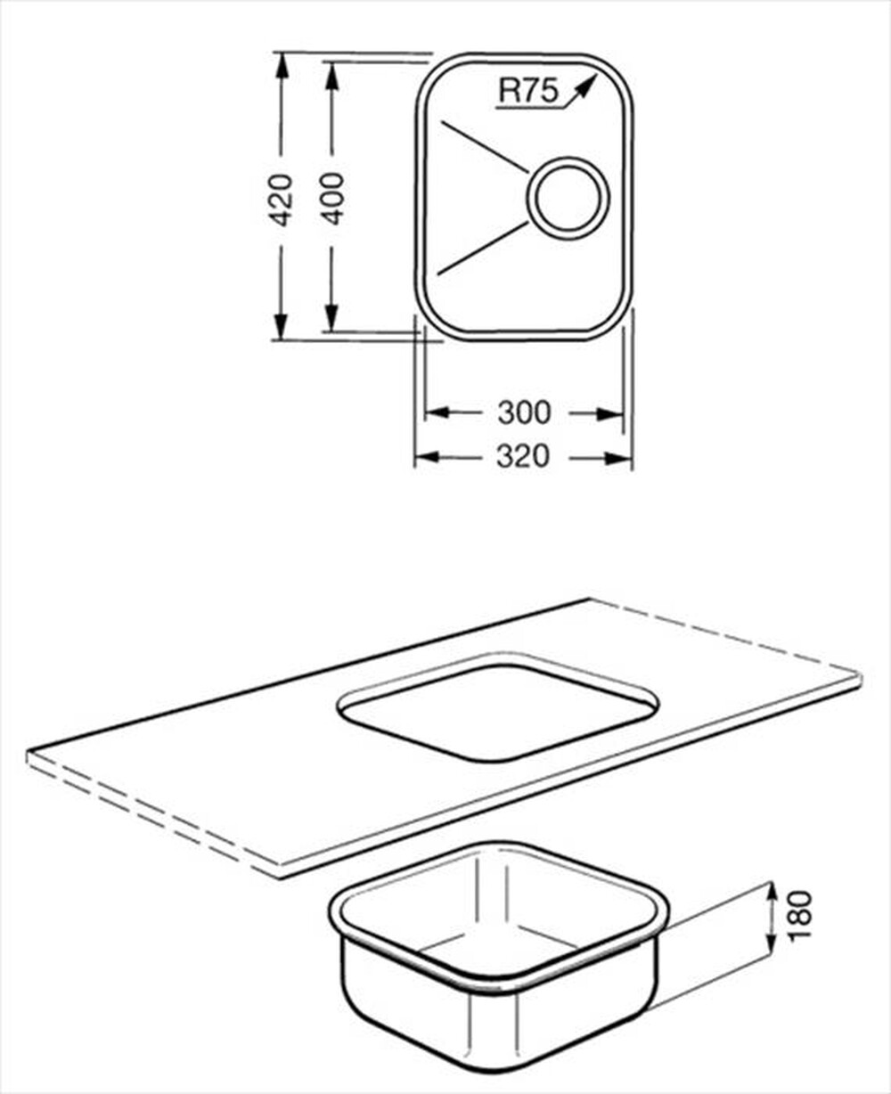 Immagine del prodotto SMEG - Lavello lineare UM30 1 vasche-Acciaio Inox spazzolato
