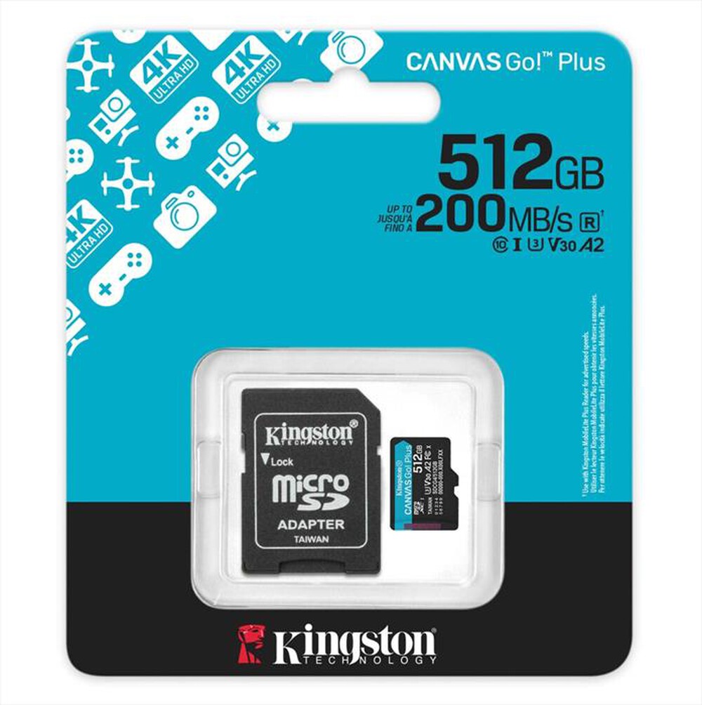 Immagine del prodotto KINGSTON - Supporto Micro SDXC 512GB 200MB/S A-Nero