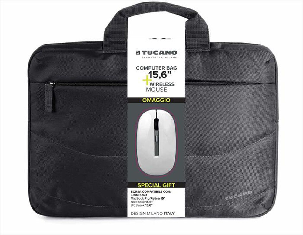 TUCANO - Borsa 15.6" + mouse-nero
