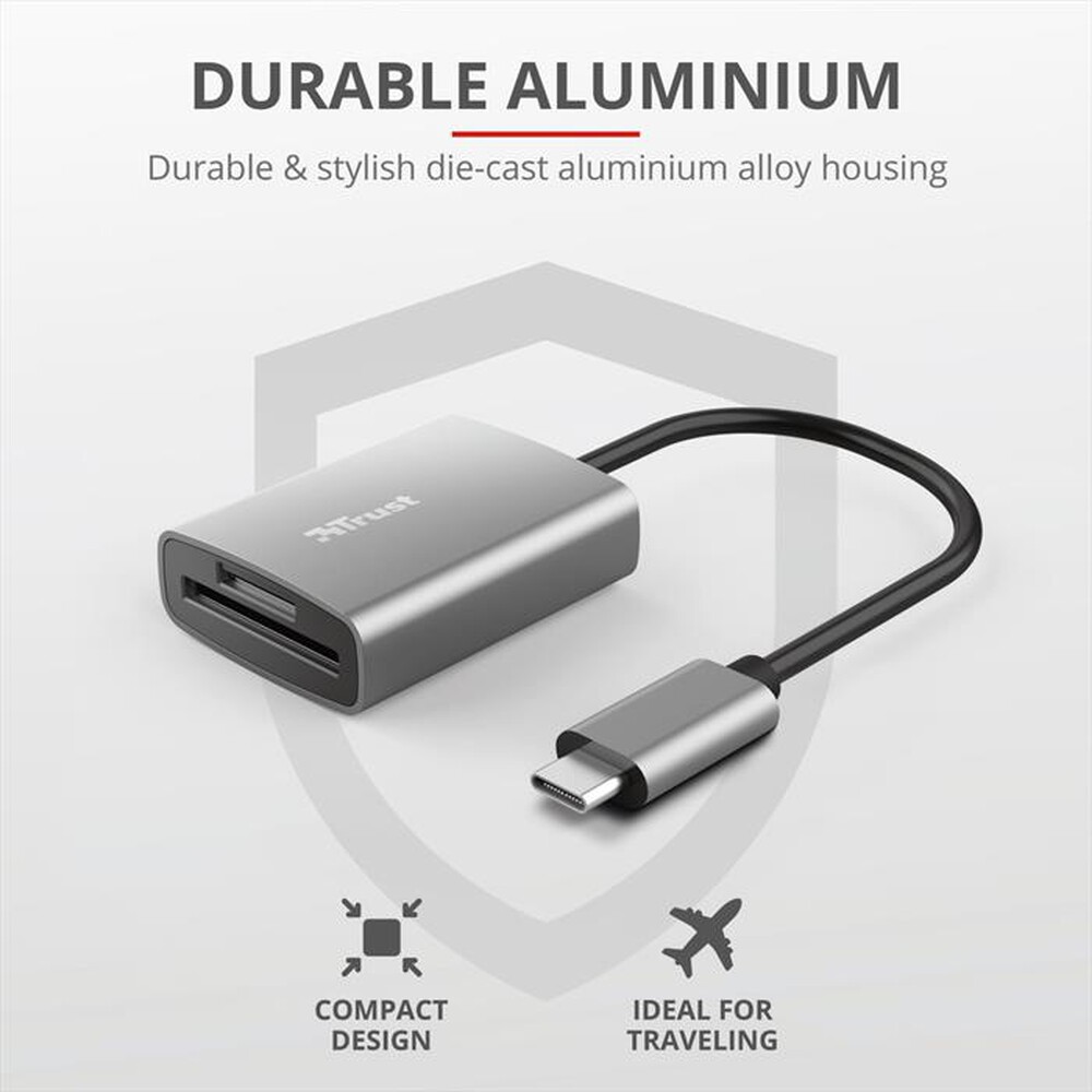 "TRUST - DALYX FAST USB-C CARDREADER-Grey"