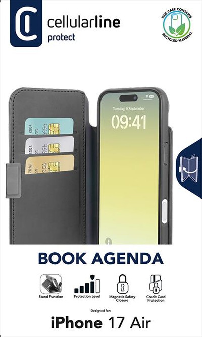 CELLULARLINE - Custodia a libro BOOK AGENDA per IPHONE AIR-Nero