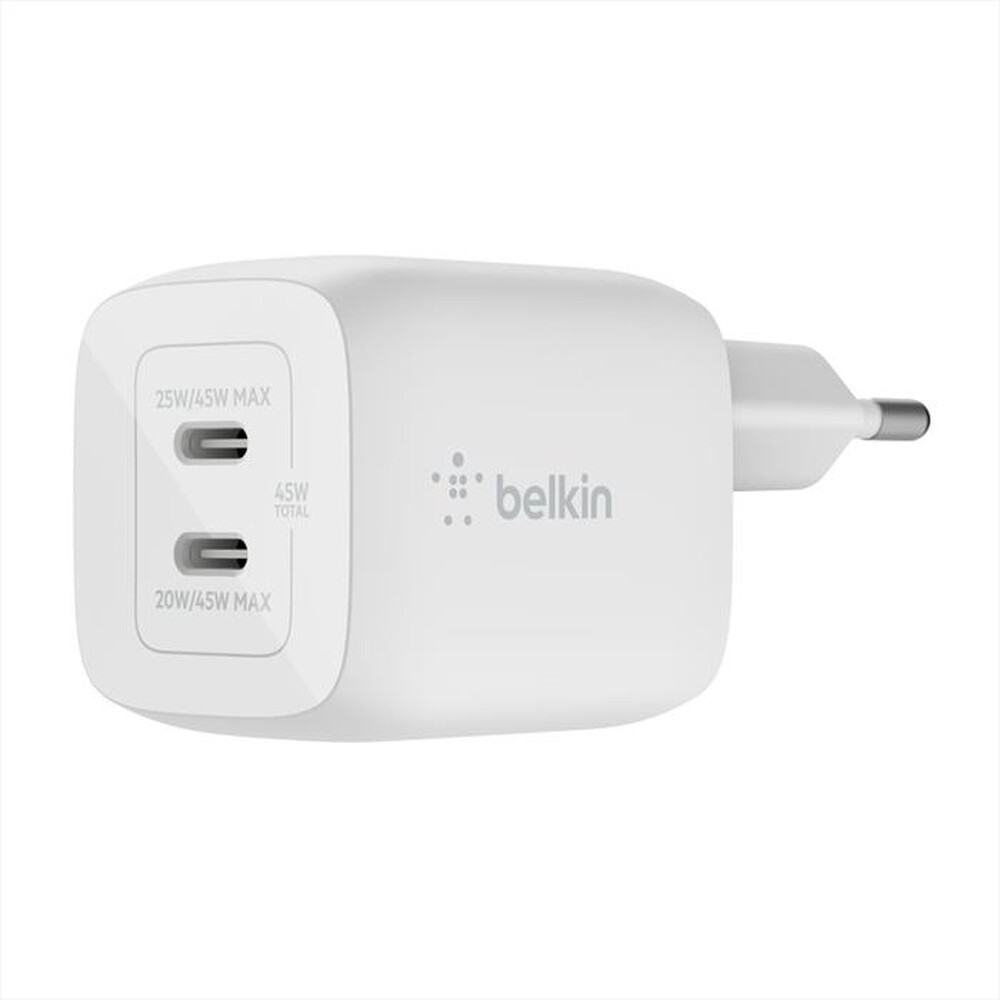 Immagine del prodotto BELKIN - CARICABATTERIA DA PARETE DOPPIO GAN USB-C PPS 45W-Bianco