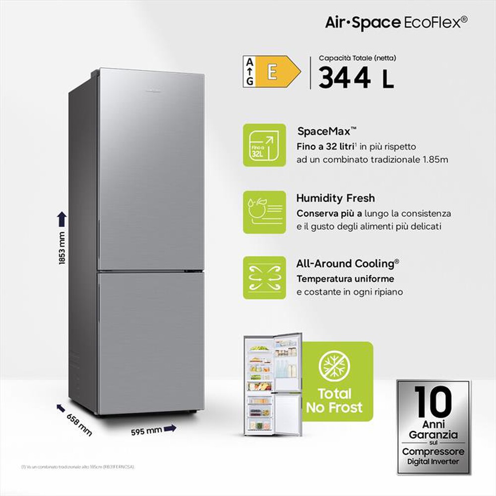 Immagine del prodotto SAMSUNG - Frigorifero combinato RB33B610ESA/EF ClasseE 344lt-SILVER INOX
