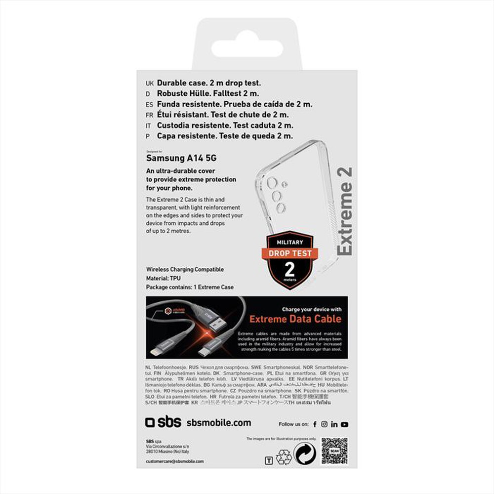"SBS - Cover extreme TEUNBKEX2SAA145G per Samsung A14 5G-Trasparente"