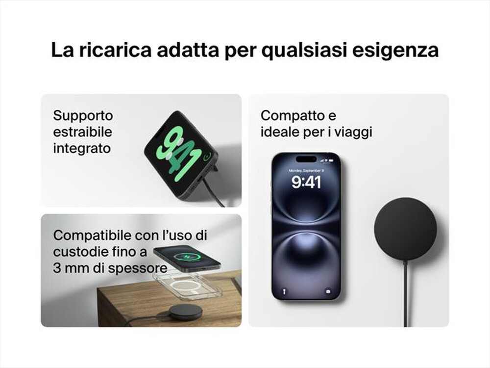 Immagine del prodotto BELKIN - TAPPETINO DI RICARICA WIRELESS MAGNETICA QI2 15W-Nero