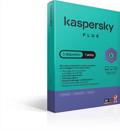 KASPERSKY - Plus 3 dispositivi 1 anno VPN Illimitata