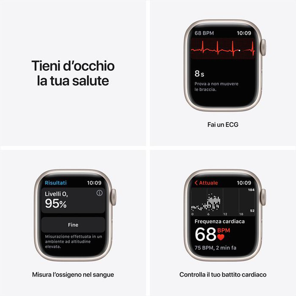"APPLE - Watch NIKE Series 7 GPS 41mm Alluminio-Sport Platino Puro/Nero"
