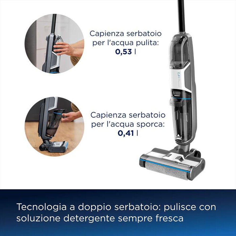 "BISSELL - Lavapavimenti CrossWave HF3 Cordless Pro 3641N-Nero/Argento"