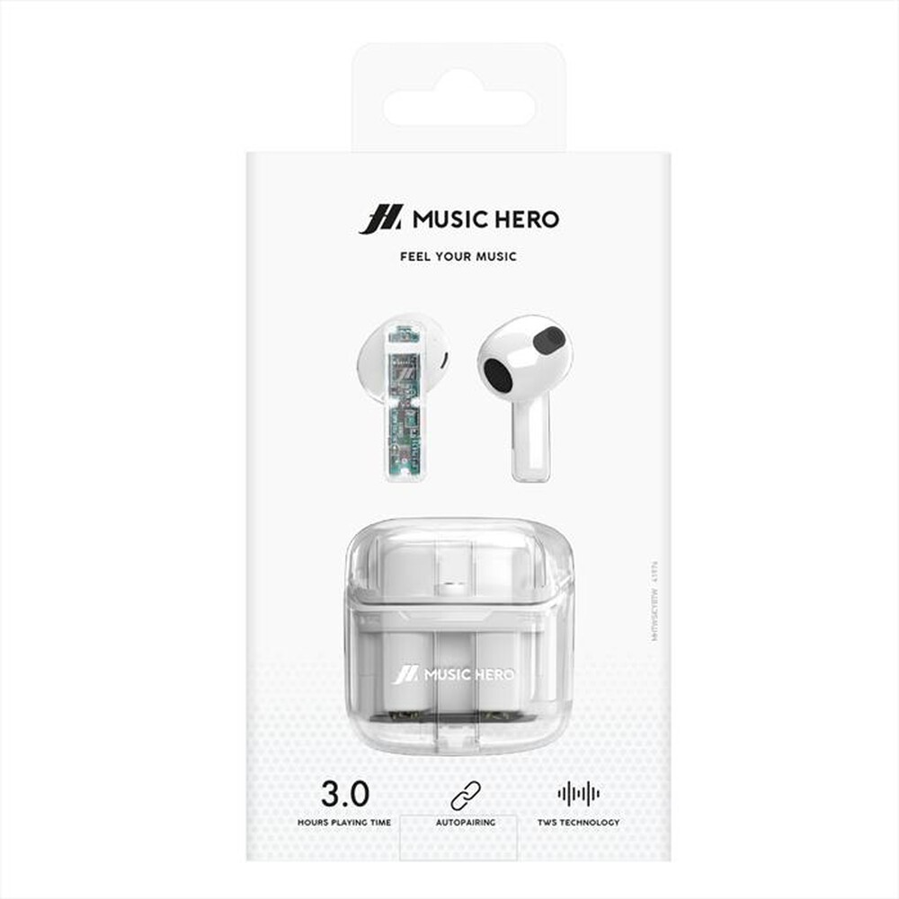 "MUSIC HERO - Auricolare bluetooth MHTWSICYBTW-Bianco"