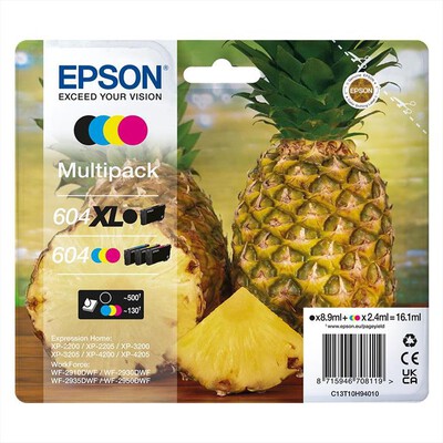 EPSON - Cartuccia INK SERIE ANANAS MULTIPACK 604 XL/STD-NERO/CIANO/MAGENTA/GIALLO