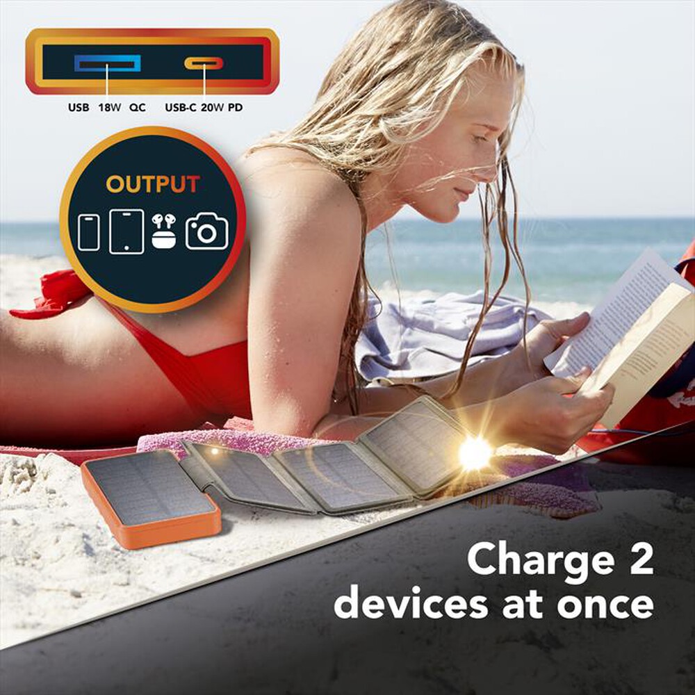 Immagine del prodotto CELLULARLINE - POWER BANK SOLAR PRO 4 PANNELLI SOLARI ETFE 1.5W-Arancione