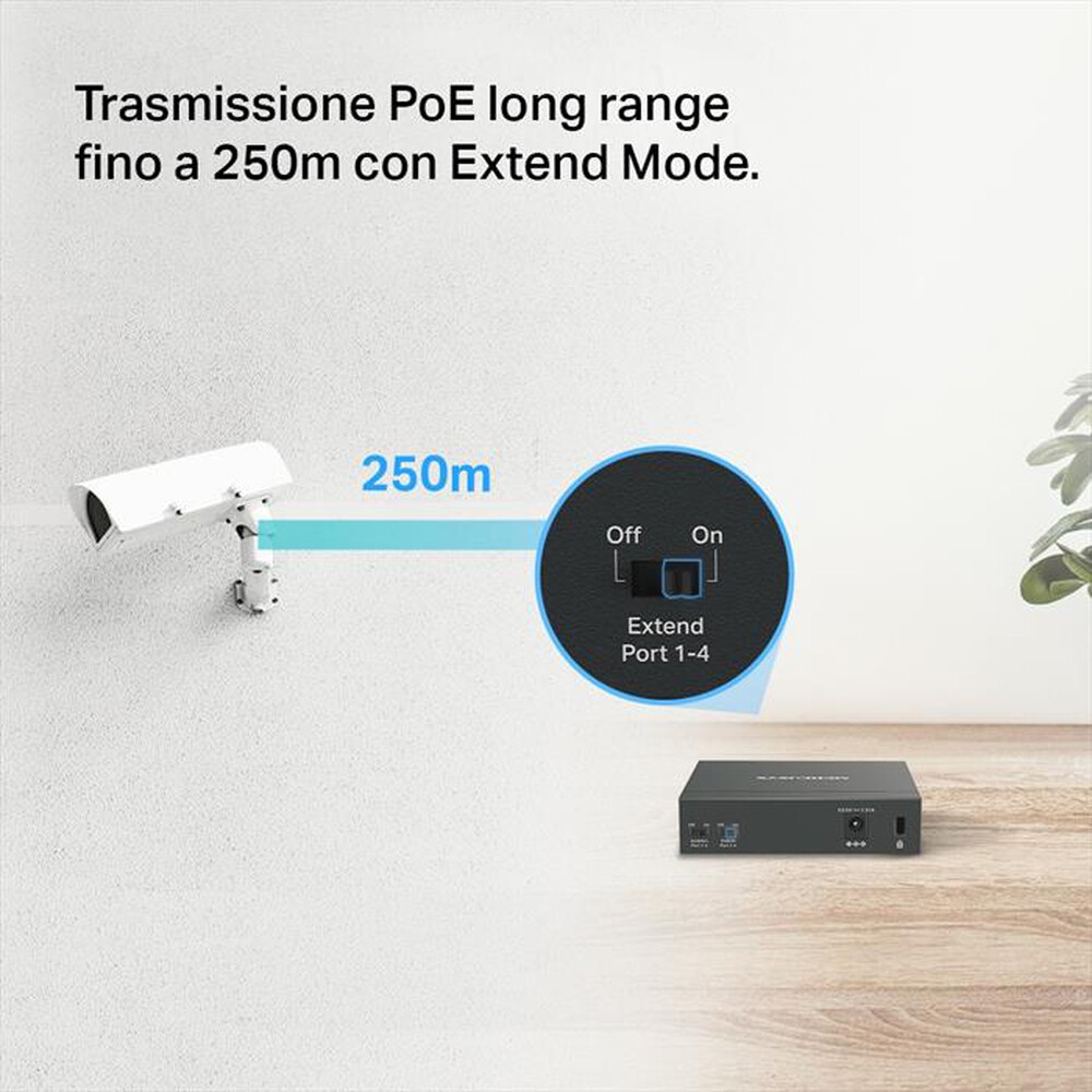 Immagine del prodotto MERCUSYS - 5-PORT GIGABIT DESKTOP SWITCH WITH  4-PORT POE+-nero