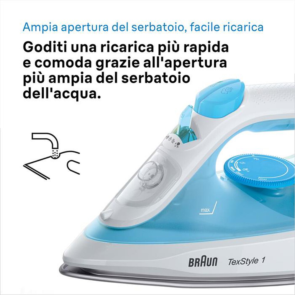 Immagine del prodotto BRAUN - FERRO A VAPORE TEXSTYLE 1 SI1050BL-Bianco blu