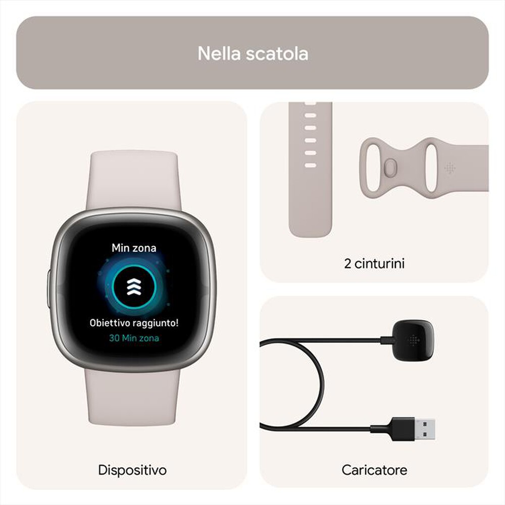 "FITBIT - SENSE 2 - FB521SRWT-BIANCO LUNARE/ALL GRIG"
