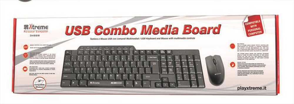 "XTREME - 34626 - Kit combo Tastiera multimediale USB + mouse optical-NERO"