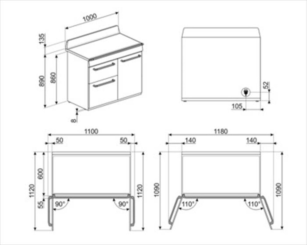 "SMEG - Cucina elettrica TR103IP Classe A-Panna"