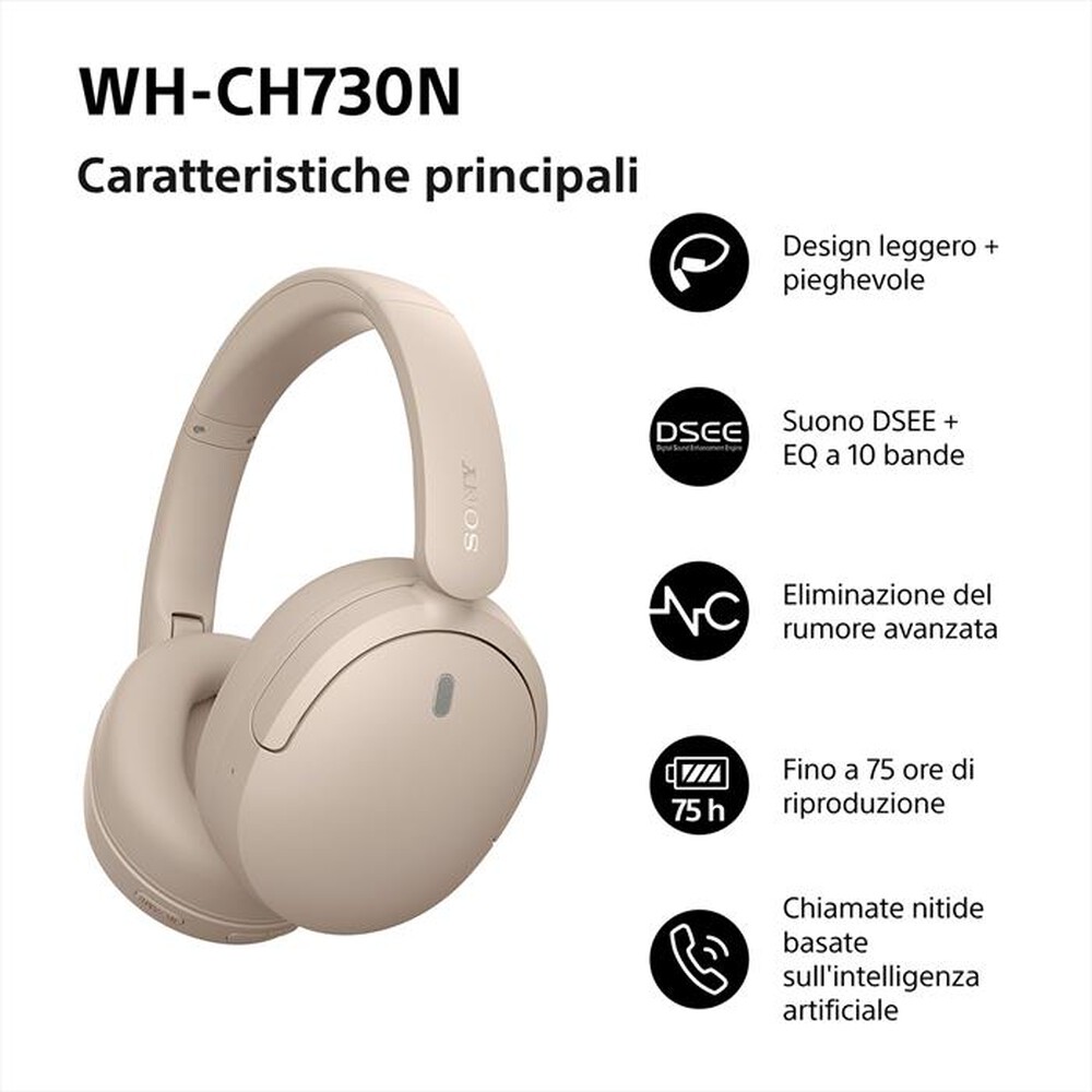Immagine del prodotto SONY - Cuffie Bluetooth Over-ear WH-CH730N-Beige