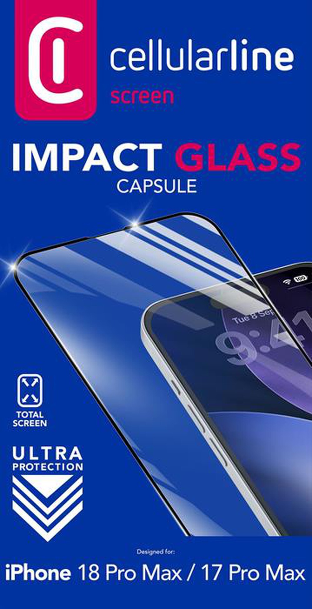 Immagine del prodotto CELLULARLINE - Pellicola IMPACT GLASS CAPSULE IPHONE 18 PRO MAX-Trasparente