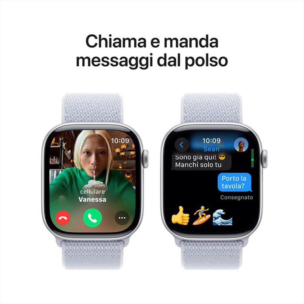 "APPLE - Watch Series 10 GPS 46mm Alluminio-Argento - Sport Loop Blu Cloud"