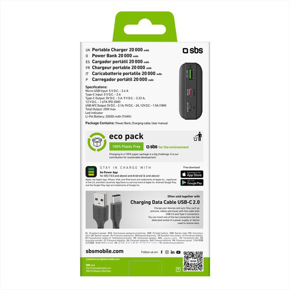 "SBS - Powerbank TTBB20000PD20K-Nero"