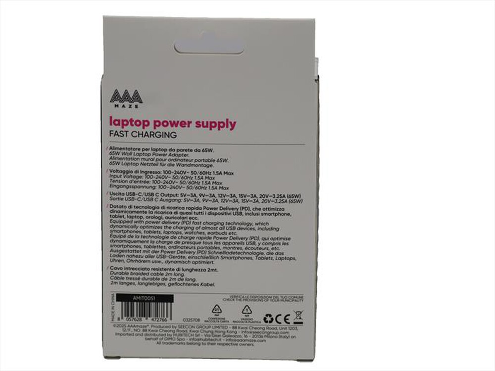 Immagine del prodotto AAAMAZE - ALIMENTATORE TYPE USB-C 65W-Nero