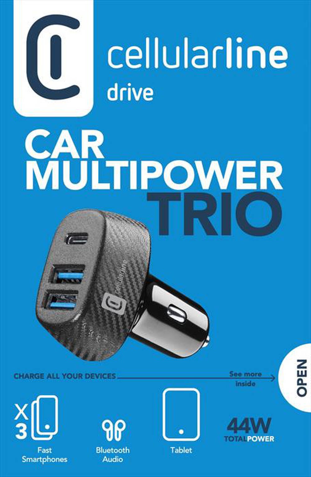 "CELLULARLINE - CAR MULTIPOWER TRIO-Black"