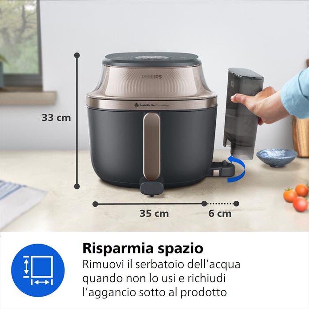 Immagine del prodotto PHILIPS - AIRFRYER SERIE 5000, 7.2L COTTURA VAPORE NA543/00-Nero/Champagne