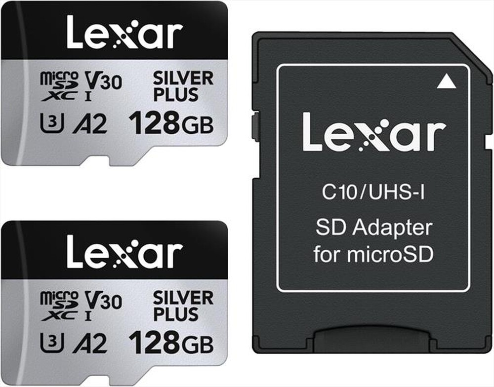 Immagine del prodotto LEXAR - Supporto Micro SDXC 128GB BIPACK A2 V-Grigio