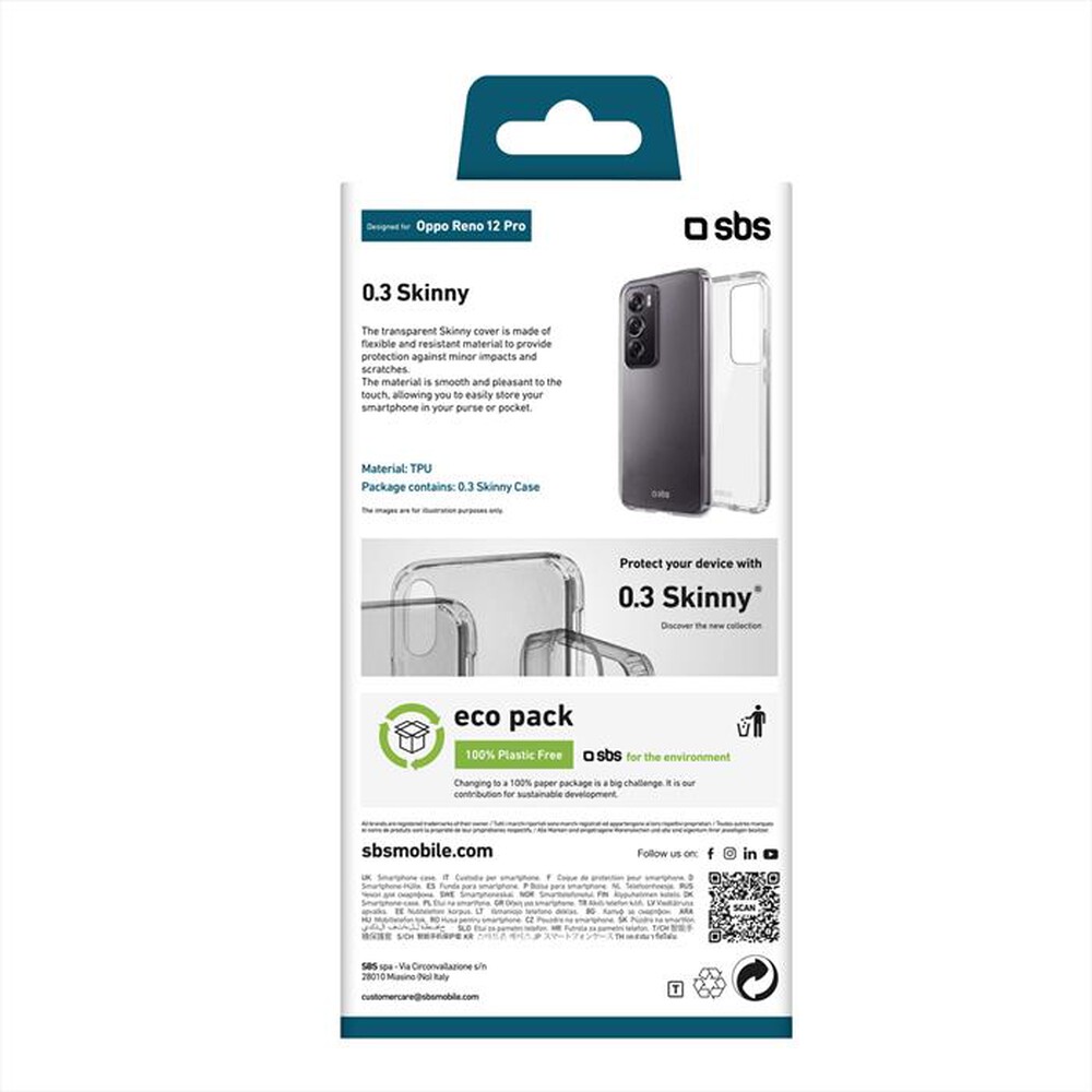 Immagine del prodotto SBS - Cover Skinny TESKINOPR12PT per Oppo Reno 12 Pro-Trasparente