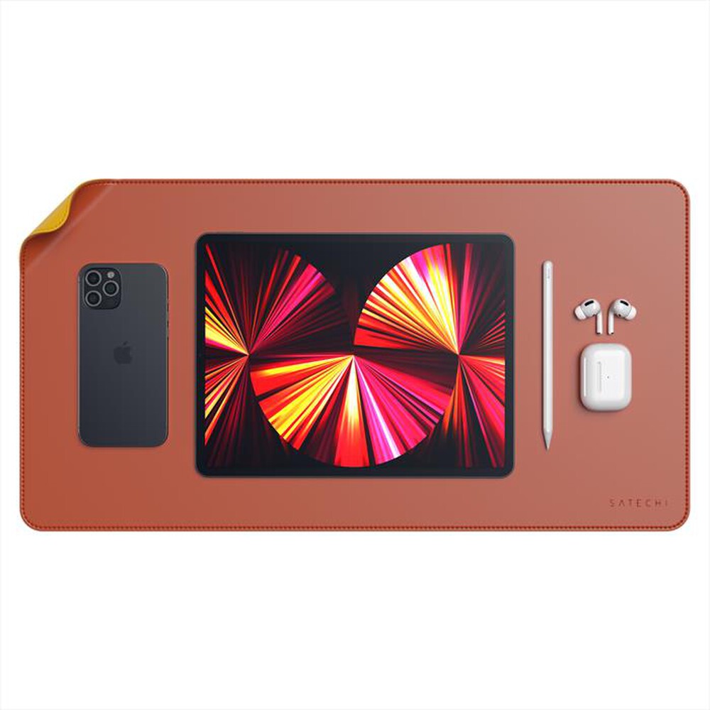 "SATECHI - DESKMATE - SOTTOMANO IN ECOPELLE-giallo - arancione"