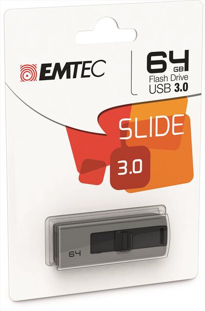 EMTEC - SLIDE USB 3.0 64GB - GRIGIO/NERO