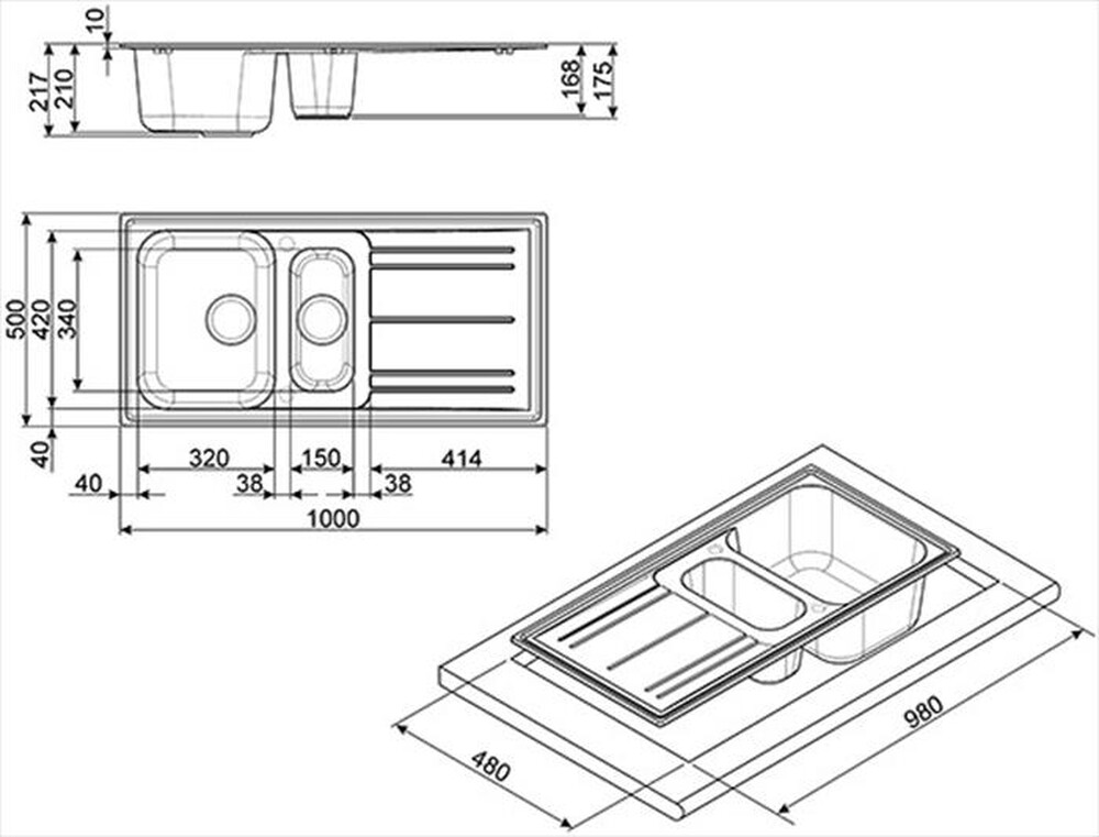 Immagine del prodotto SMEG - Lavello lineare LZ102B 2 vasche-Bianco