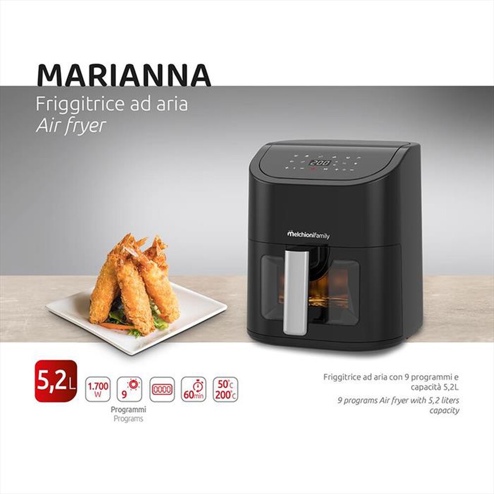 "MELCHIONI FAMILY - Friggitrice ad aria MARIANNA-nero/argento"