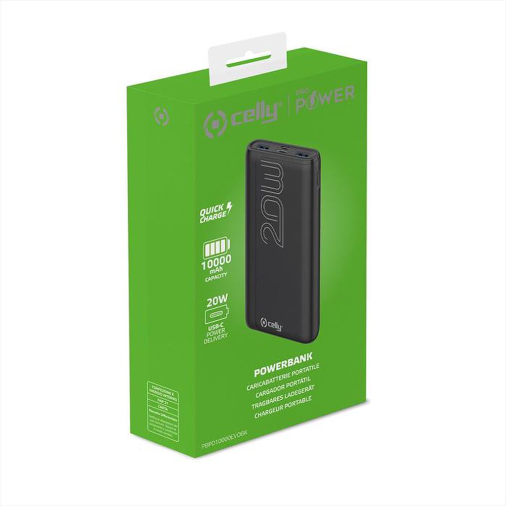 Immagine del prodotto CELLY - Power Bank PD 20W 10.000mAh PBPD10000EVOBK-Nero
