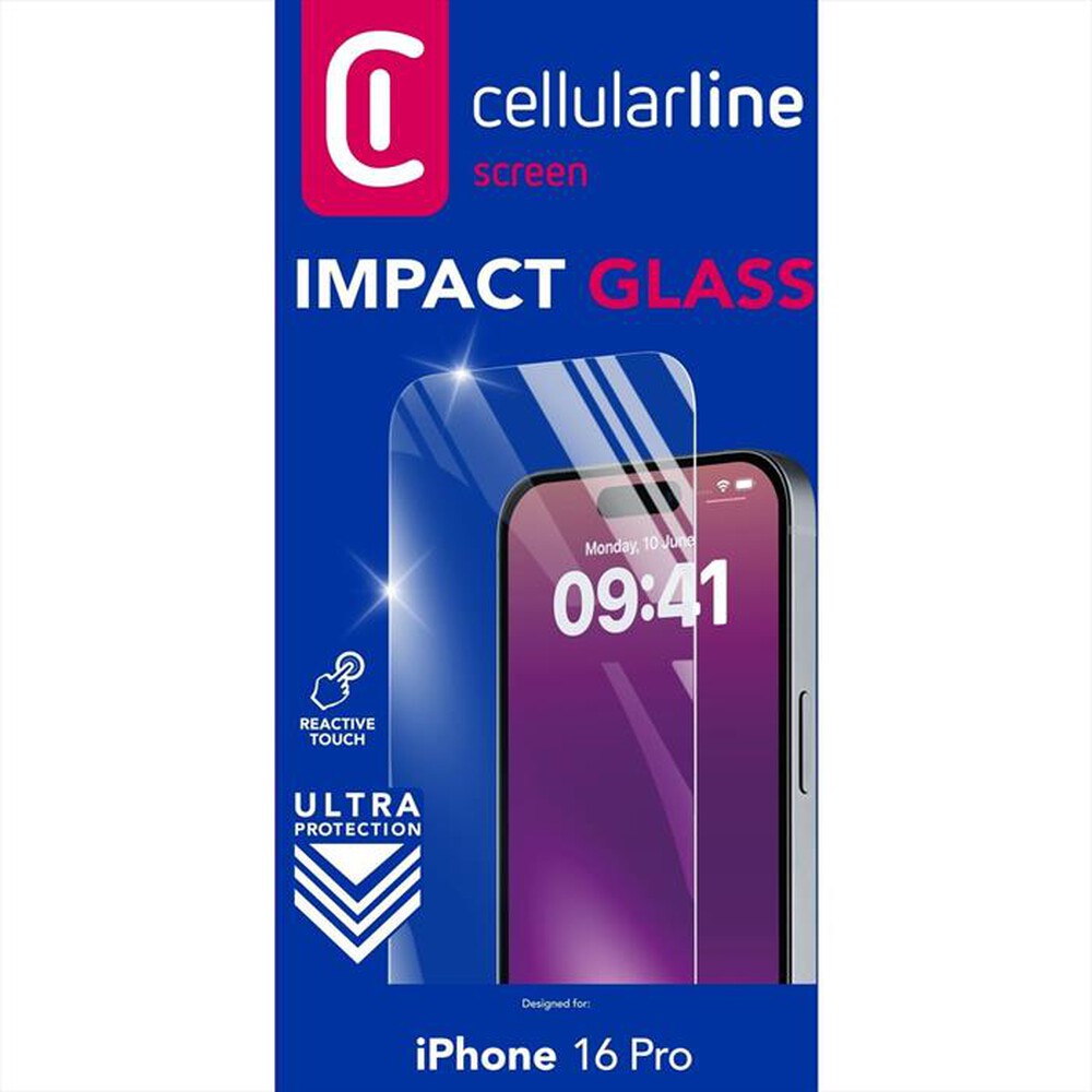 Immagine del prodotto CELLULARLINE - Vetro temperato IMPACT GLASS per iPhone 16 Pro-Transparent