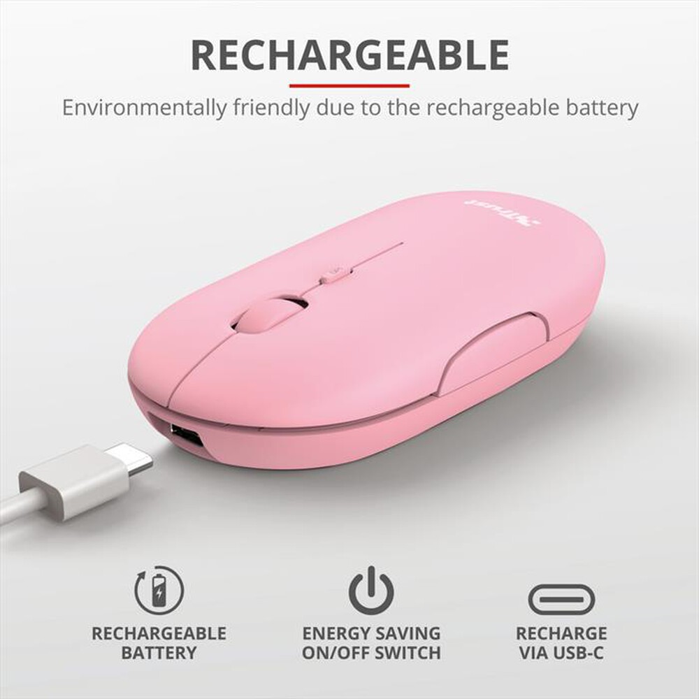 "TRUST - PUCK WIRELESS MOUSE PINK-Pink"