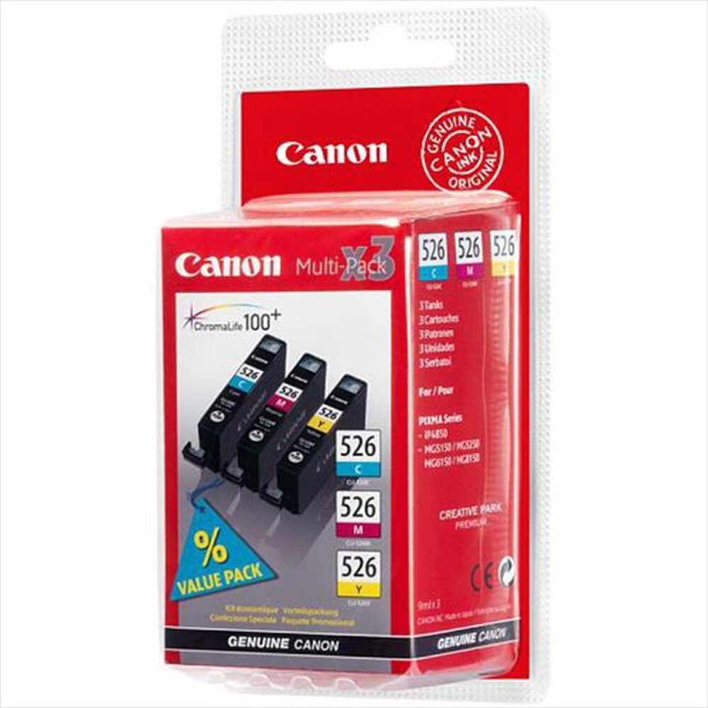 "CANON - CHROMALIFE100+ CLI-526 C/M/Y-Cyan, Magenta, Yellow"