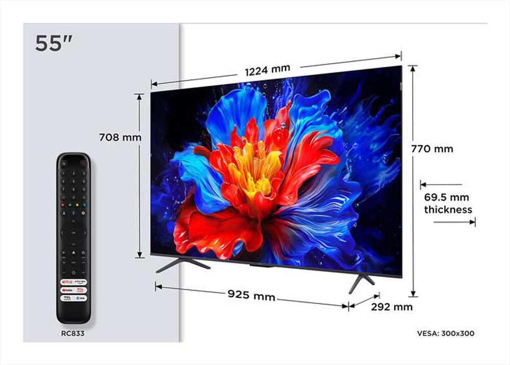 Immagine del prodotto TCL - Smart TV QLED UHD 4K 55" 55P89K-Metallico