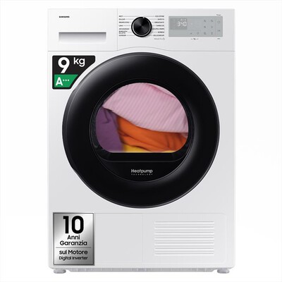 SAMSUNG - Asciugatrice DV90DG52A0AHET 9KG Classe C-Bianco obl&ograve; nero display silve