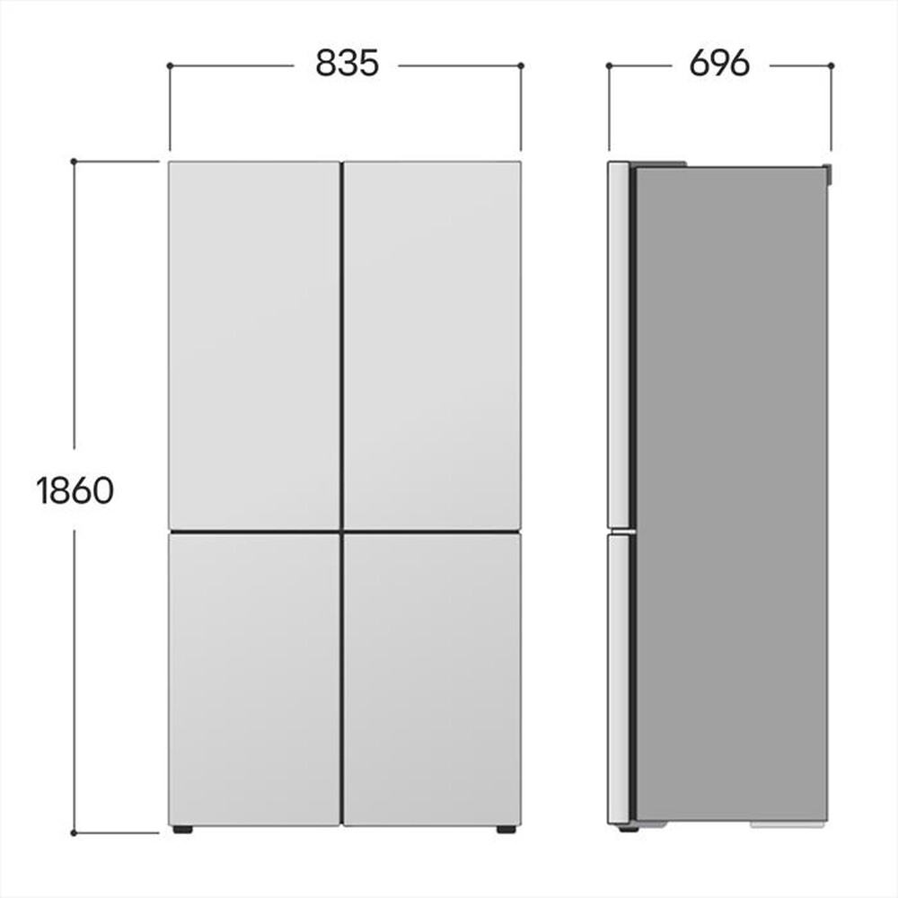 Immagine del prodotto LG - Frigorifero 4 porte GMBS30SDEP Classe D 369lt-Nero