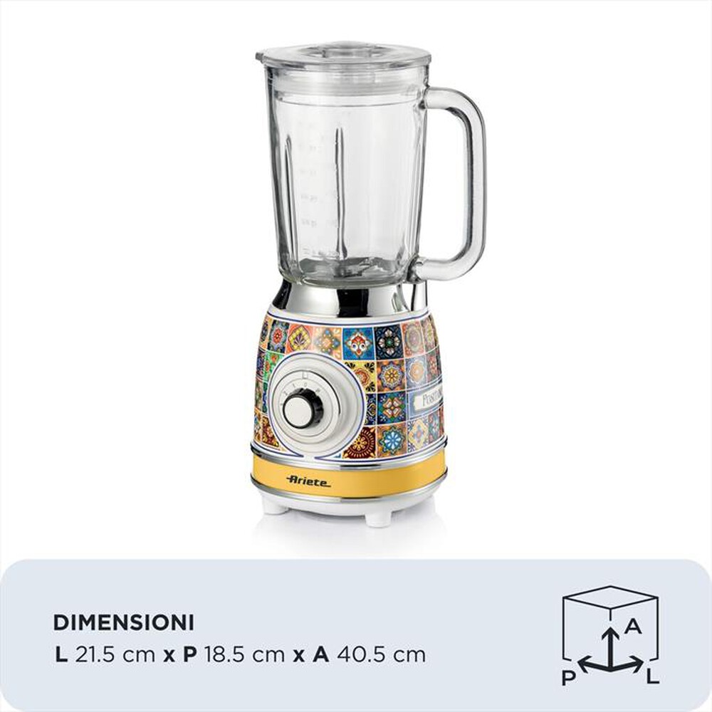 Immagine del prodotto ARIETE - 0583/0P FRULLATORE CON TAZZA IN VETRO POSITANO-Multicolore