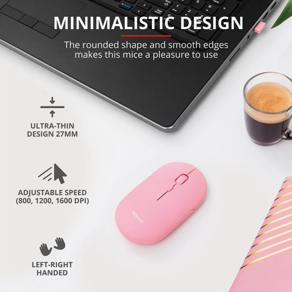 "TRUST - PUCK WIRELESS MOUSE PINK-Pink"